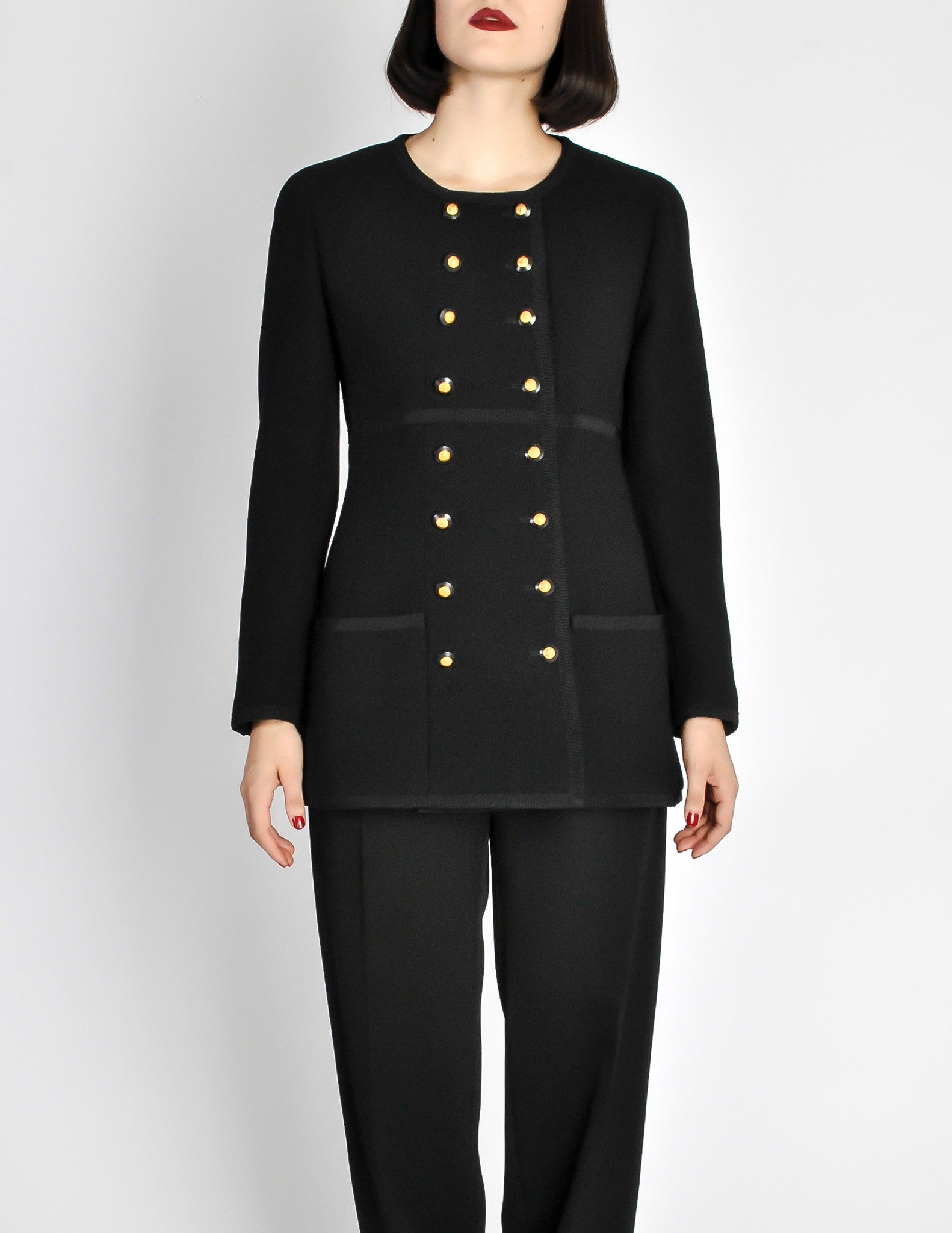 Chanel Vintage Black Wool Longline Blazer Coat - from Amarcord Vintage ...