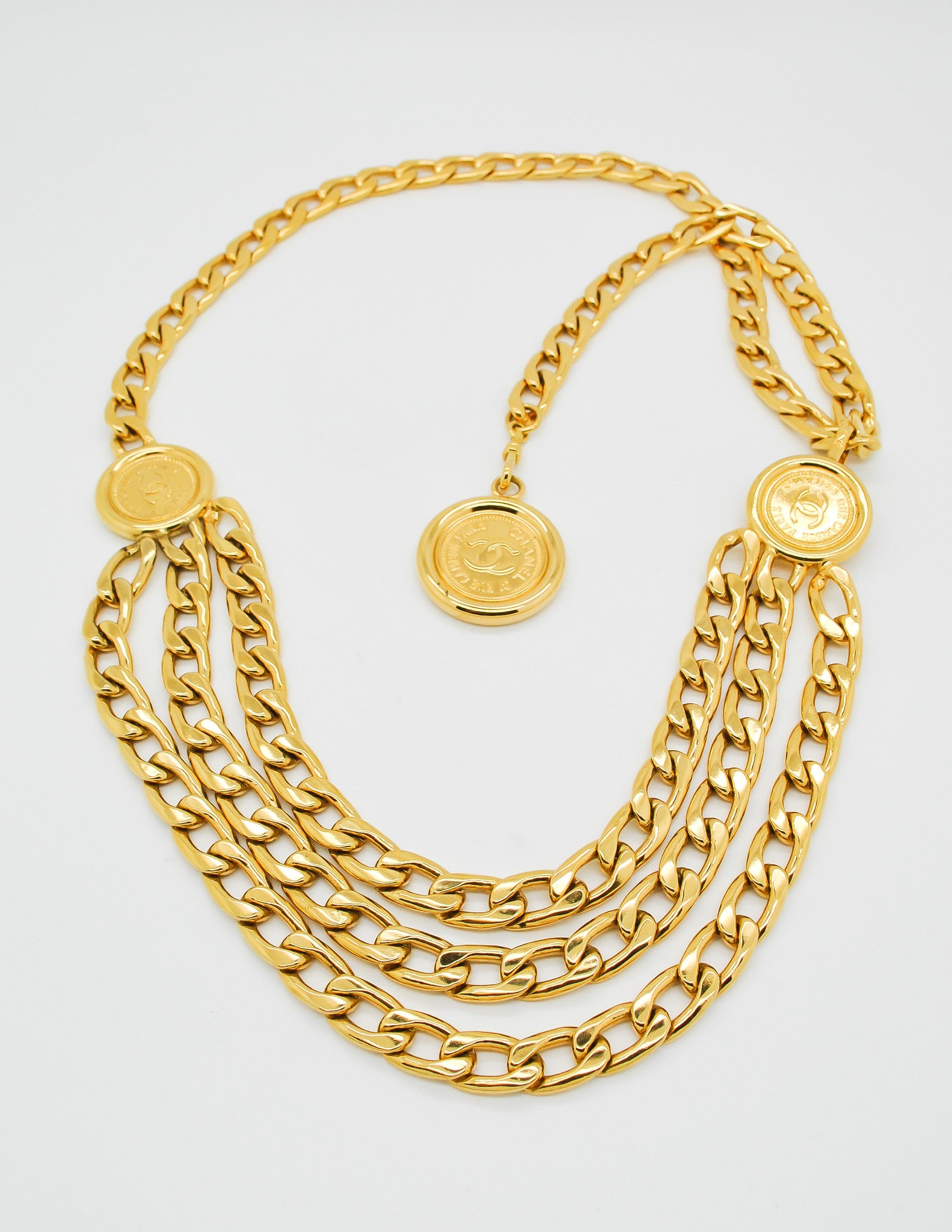 Chanel Vintage Gold Triple Chain Belt - from Amarcord Vintage Fashion