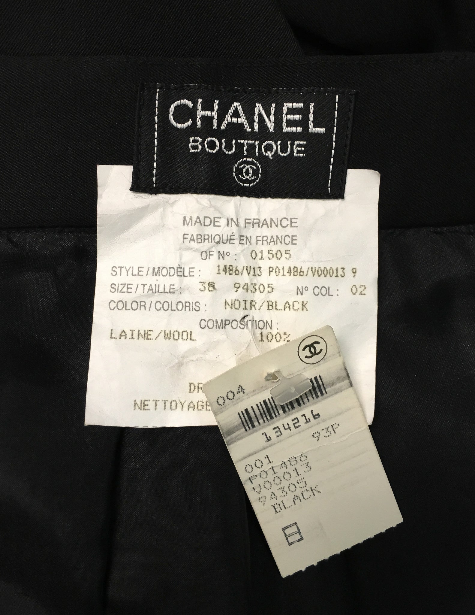 Chanel Vintage Black Wool High Waist Trouser Pants - from Amarcord ...