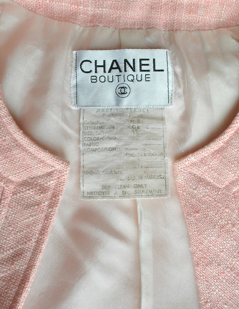 Chanel Vintage Pink Nubby Linen Tweed Two-Piece Jacket and Skirt Suit ...