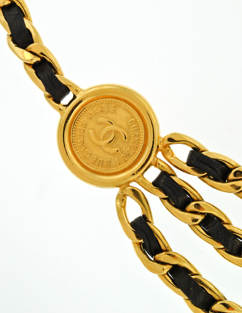 Chanel Vintage Black & Gold Triple Row Chain Belt – Amarcord Vintage ...