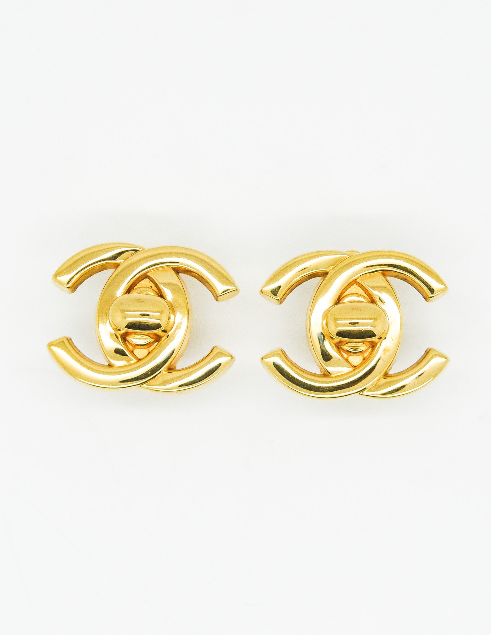Chanel Vintage Turn Lock CC Clasp Earrings - from Amarcord Vintage Fashion