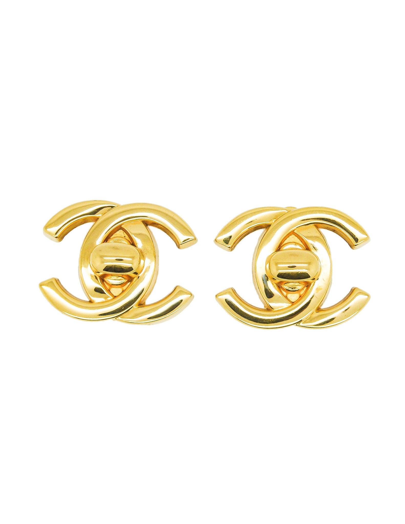 Chanel Vintage Turn Lock CC Clasp Earrings - from Amarcord Vintage Fashion