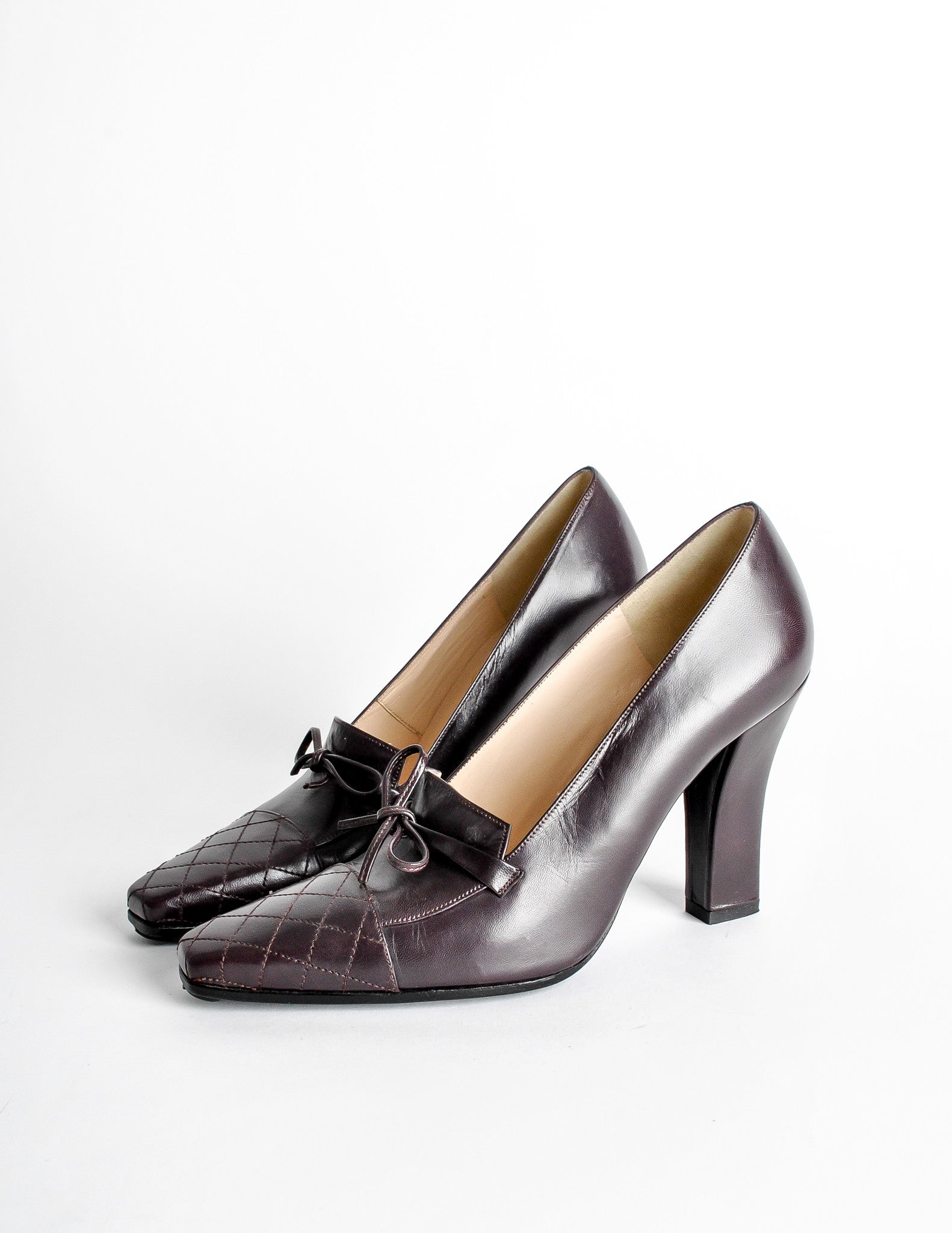 Chanel Vintage Quilted Eggplant Loafer Heels - from Amarcord Vintage ...