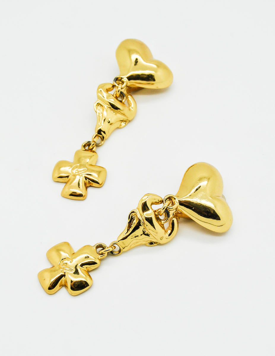 Christian Lacroix Vintage Heart Bull Cross Earrings – Amarcord Vintage ...