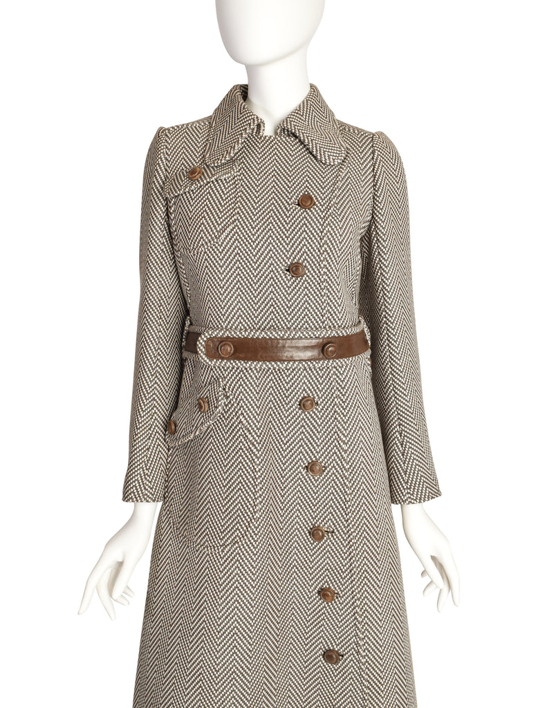 Courreges Vintage 1960s Numbered Space Age Mod Brown White Coat ...