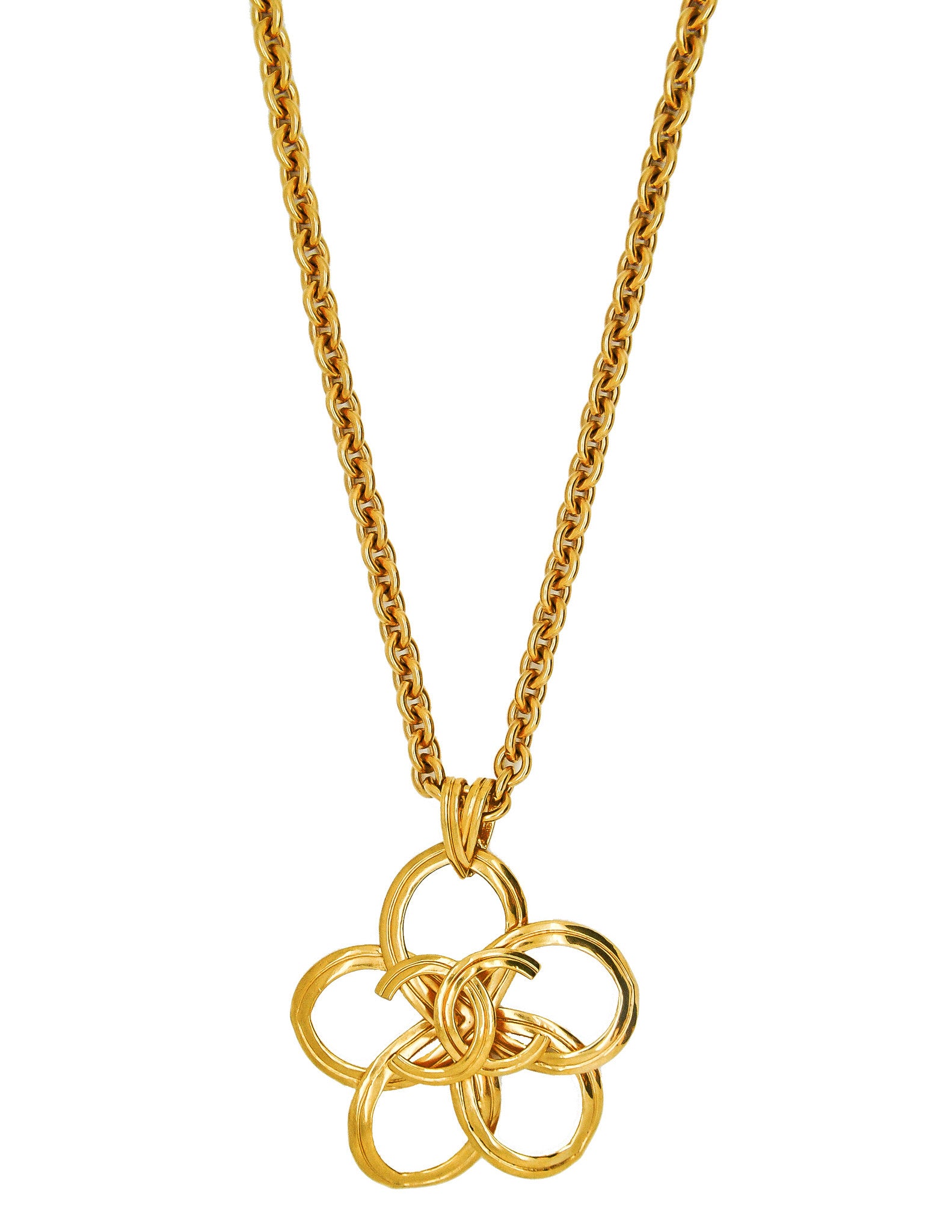 Chanel Vintage Gold Camellia Flower Necklace - from ...