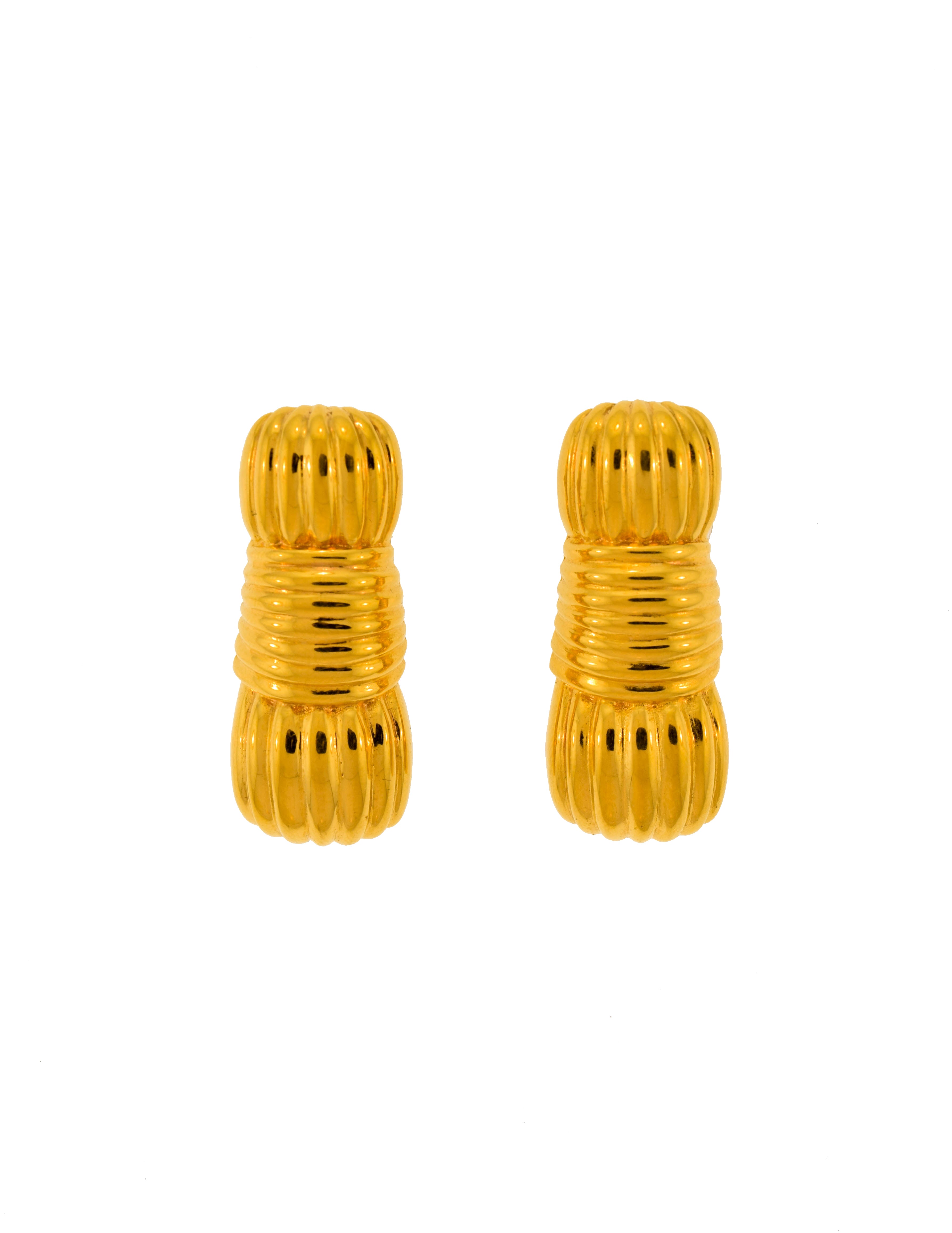 Fendi Vintage Gold Ribbed Knot Earrings - from Amarcord Vintage Fashion