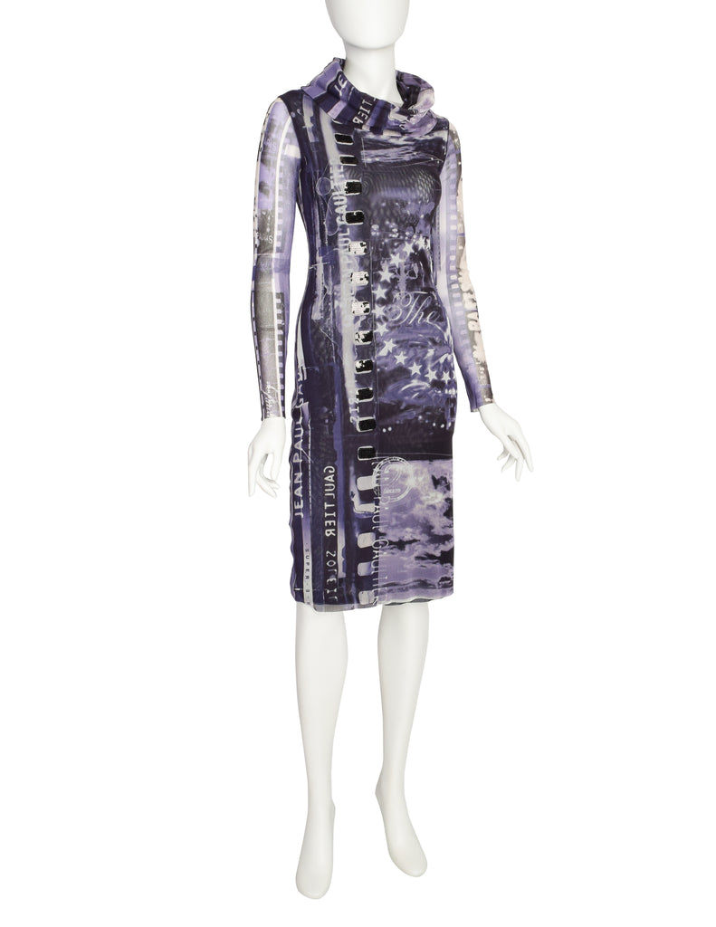 Jean Paul Gaultier Vintage Purple Cinema Film Strip Mesh Dress ...