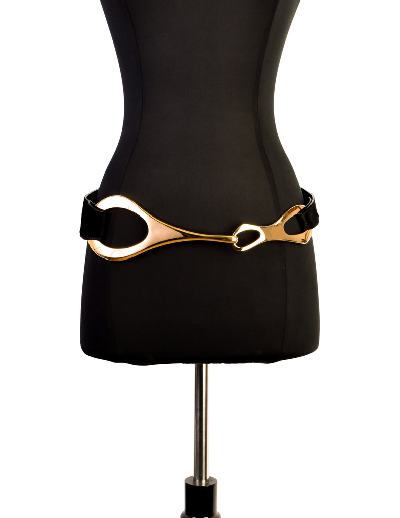 Gucci Vintage Tom Ford Era Gold Ellipse and Black Pony Hair Hip Belt –  Amarcord Vintage Fashion