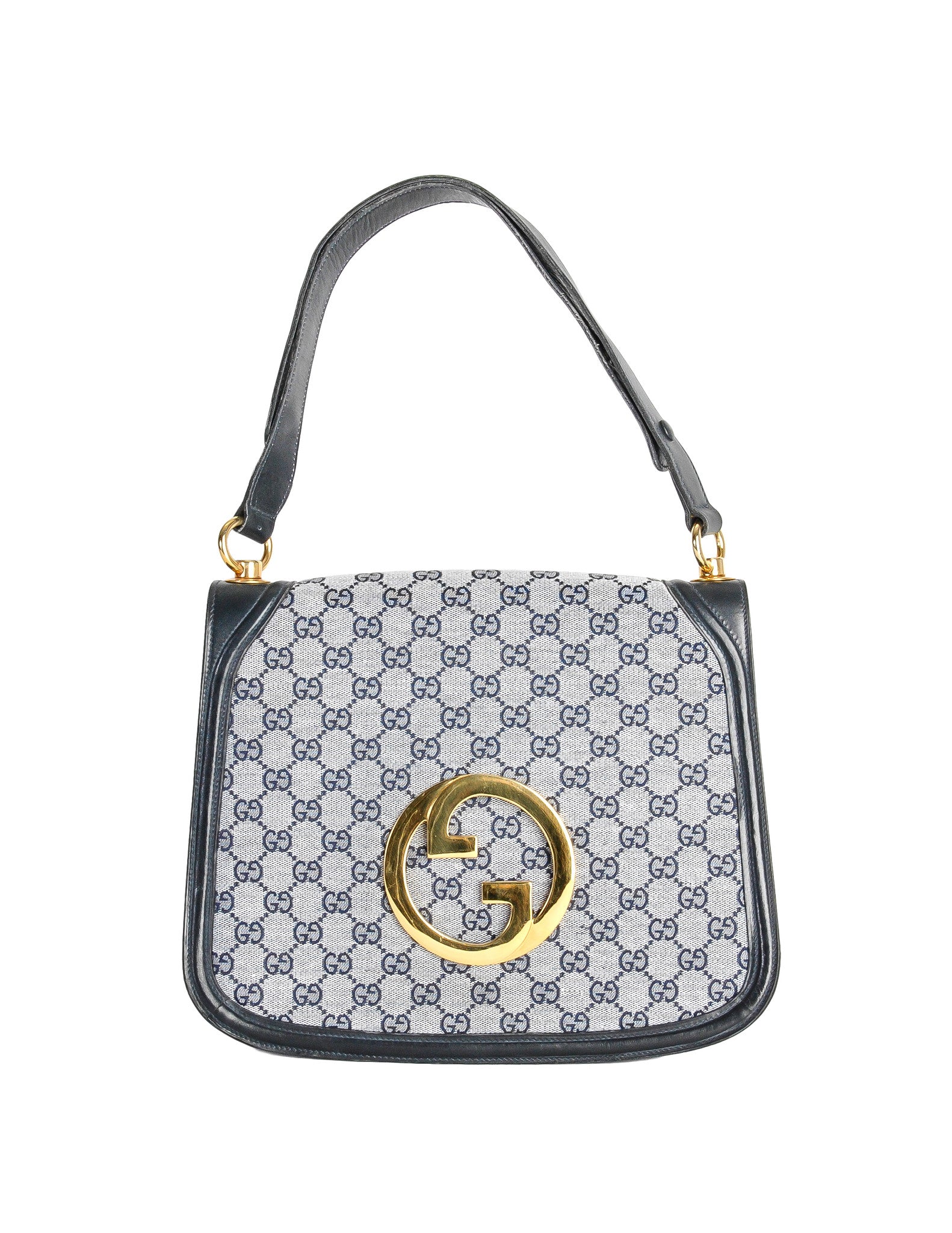Gucci Vintage Blondie Navy Blue Monogram Logo Medallion Handbag – Amarcord  Vintage Fashion