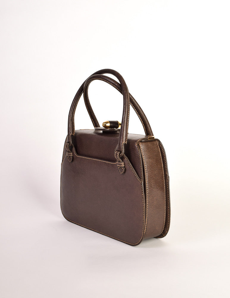 vintage gucci brown leather handbag