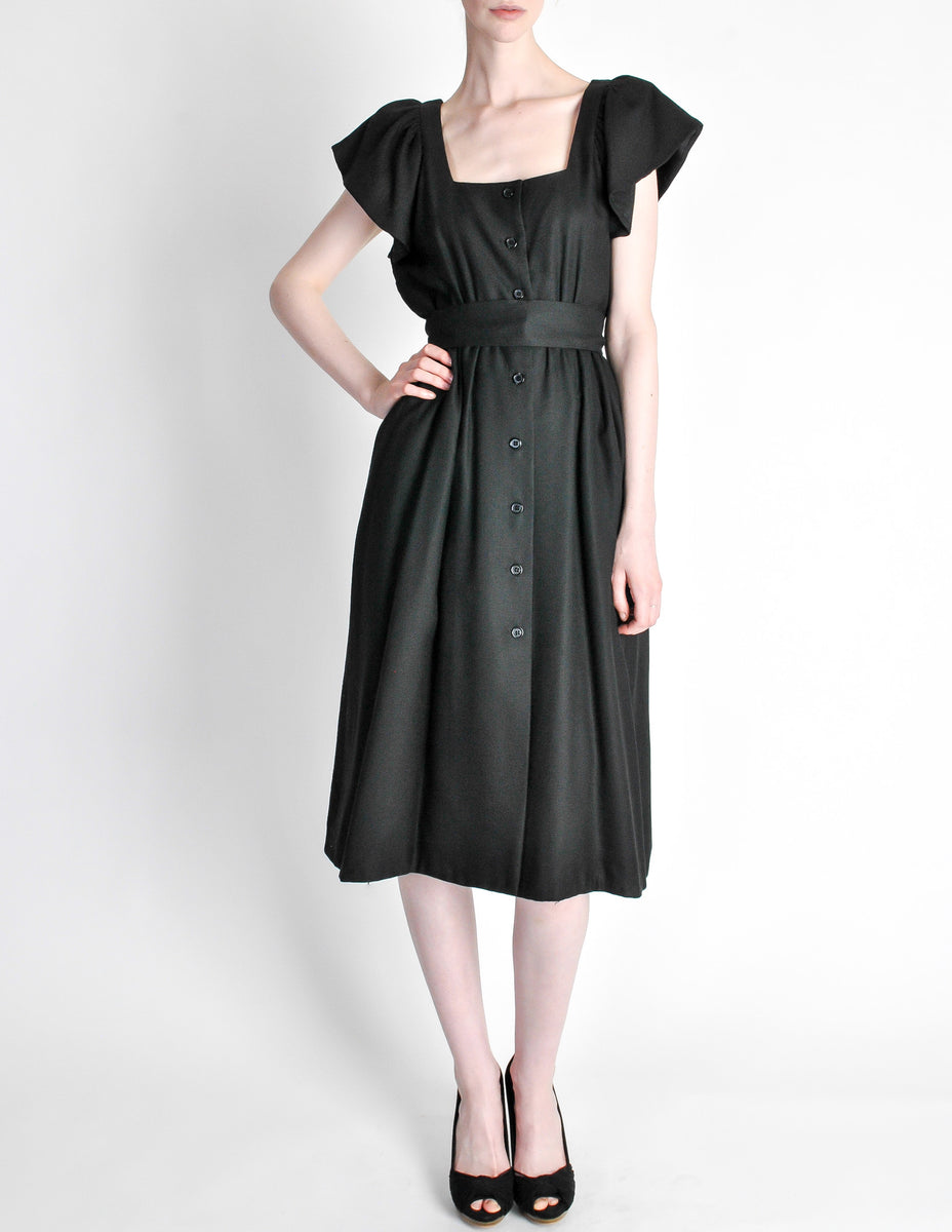 Halston Vintage Black Linen Button Up Dress – Amarcord Vintage Fashion