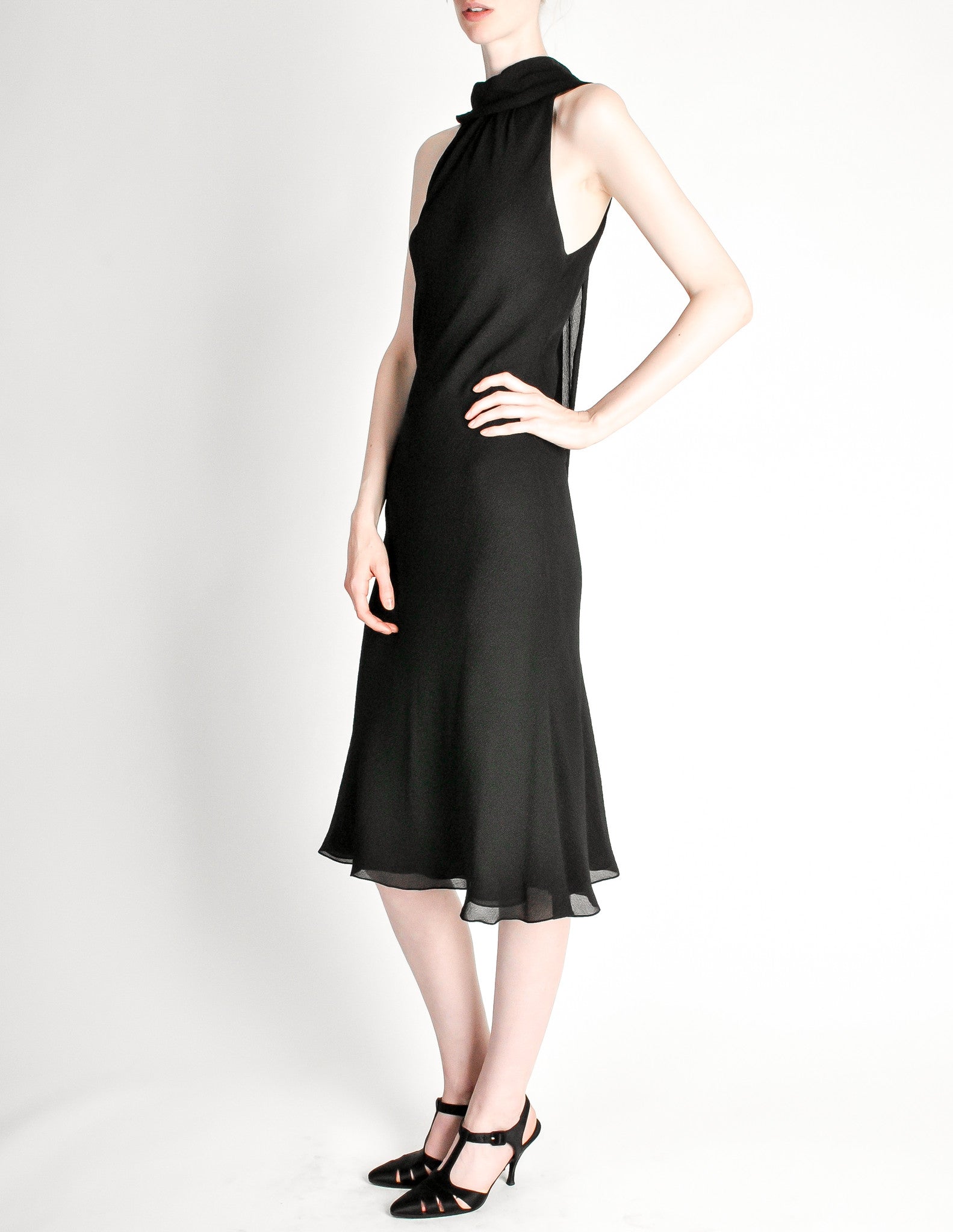 Hermès Vintage Black Silk Crepe Layered Bias Dress - from Amarcord ...