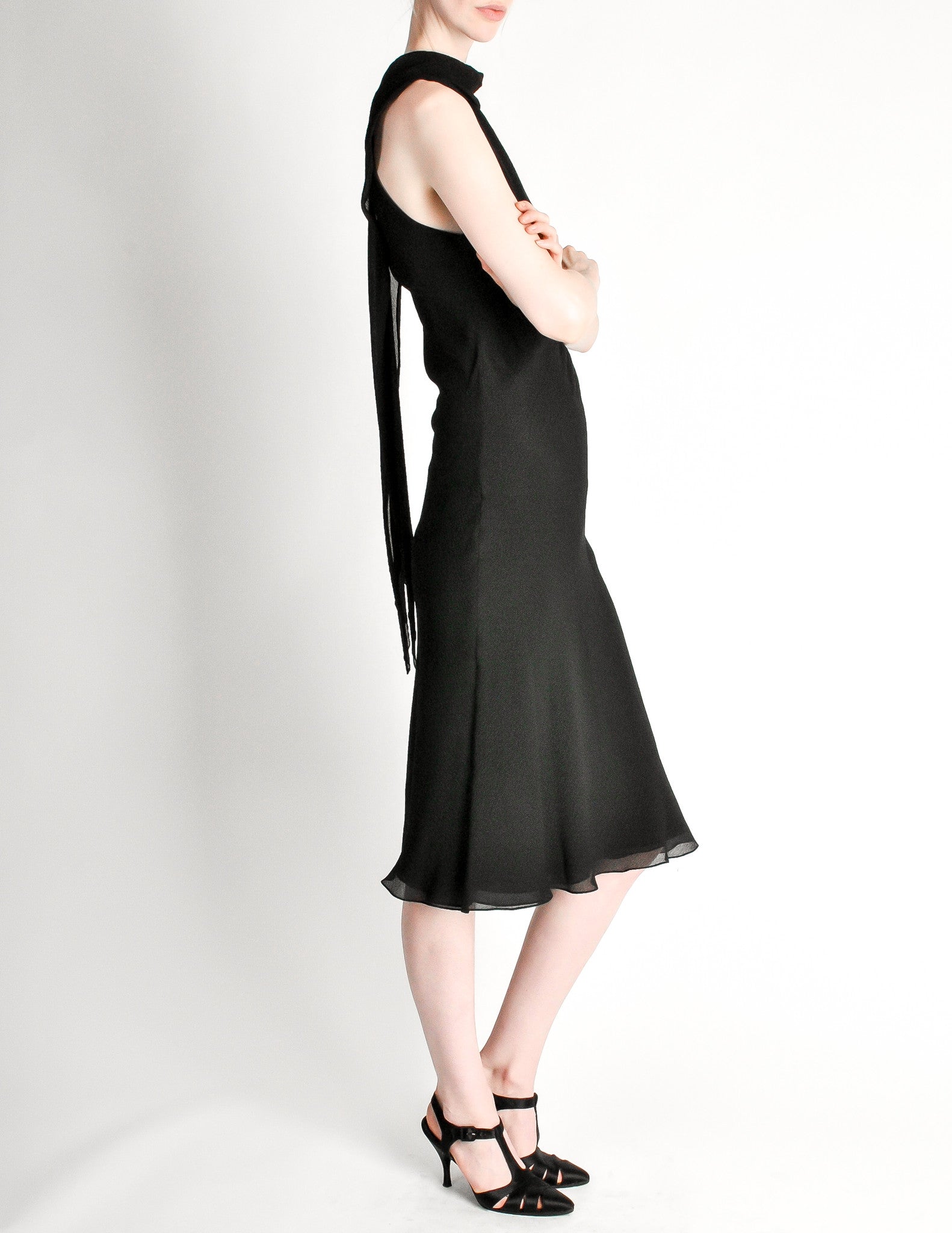 Hermès Vintage Black Silk Crepe Layered Bias Dress - from Amarcord ...