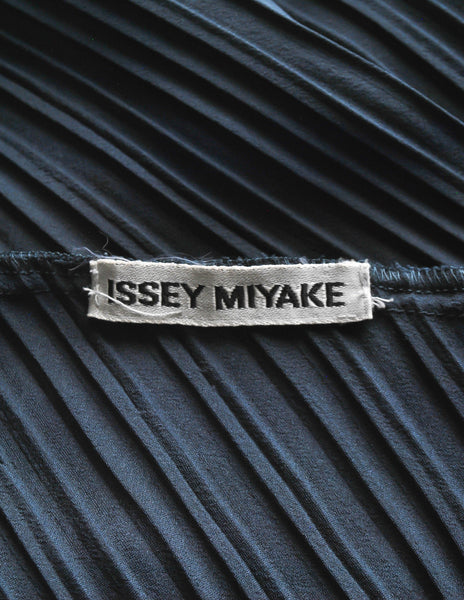 Issey Miyake Vintage Dark Blue Pleated Jacket & Pant Ensemble ...