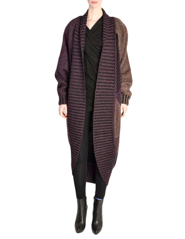 Issey Miyake Vintage Purple Knit Oversized Wool Sweater Coat