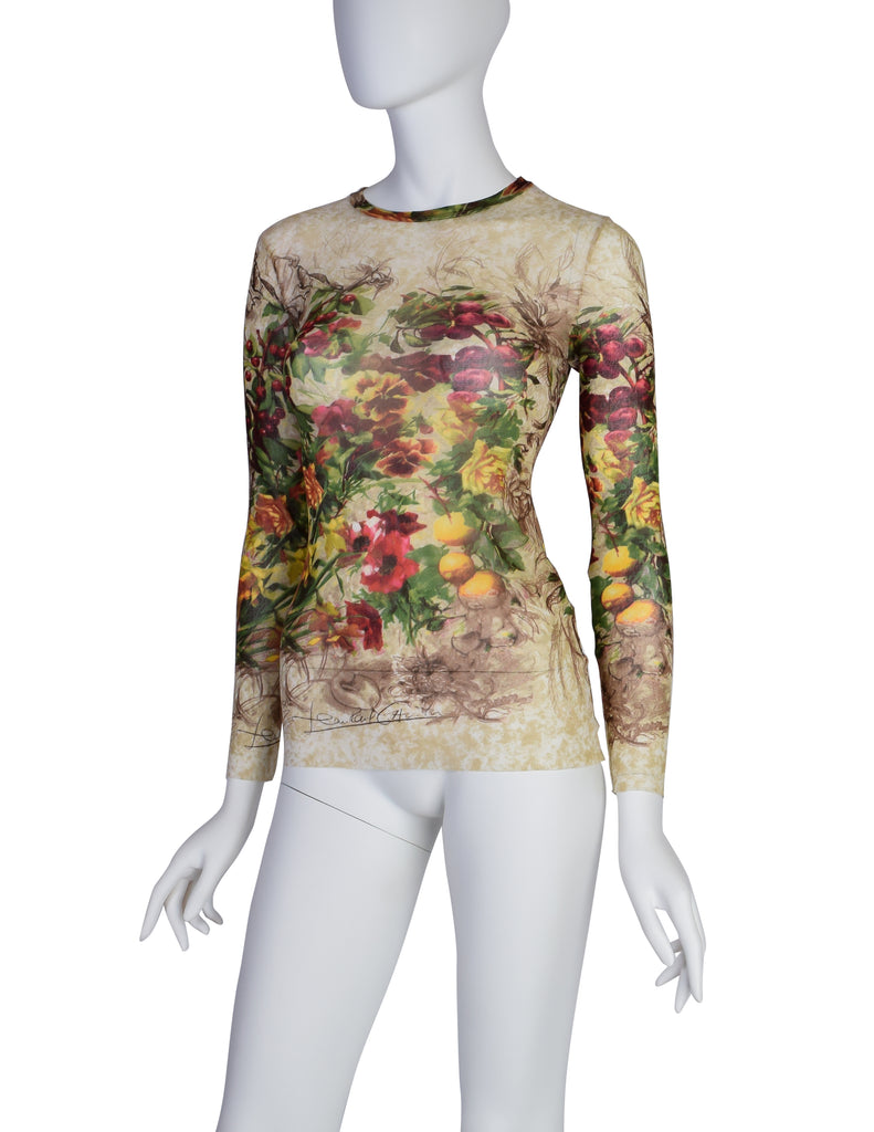 Jean Paul Gaultier Vintage SS 1999 Floral Fruits Botanical Print