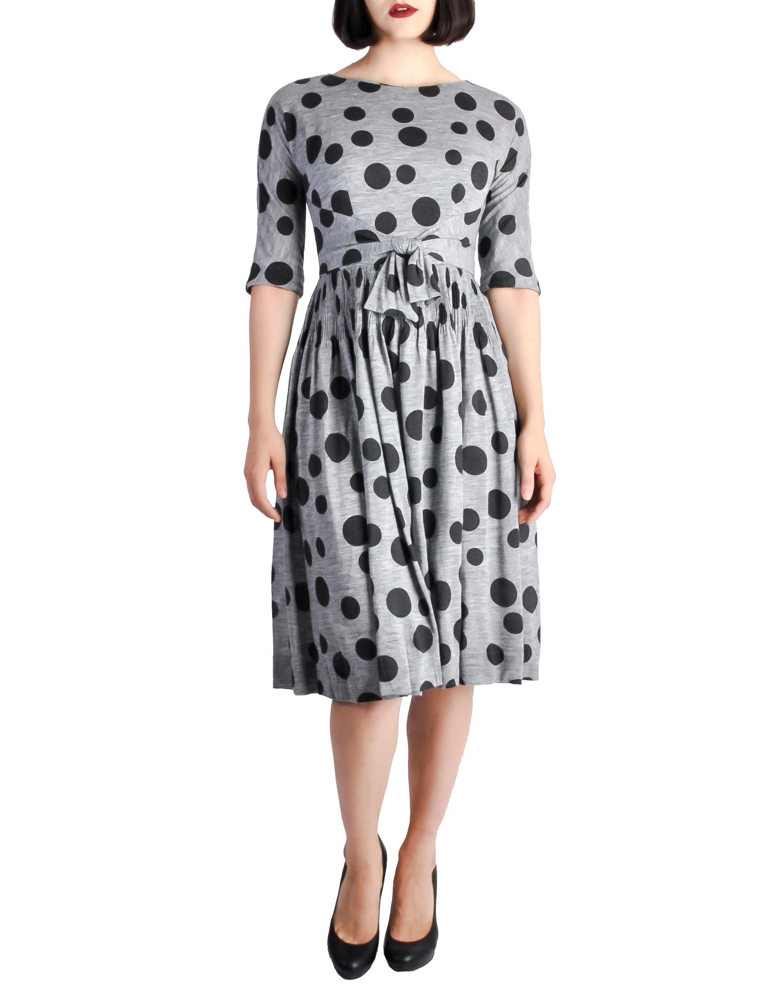 Jerry Gilden Vintage 1950s Heather Grey & Black Polka Dot Dress ...