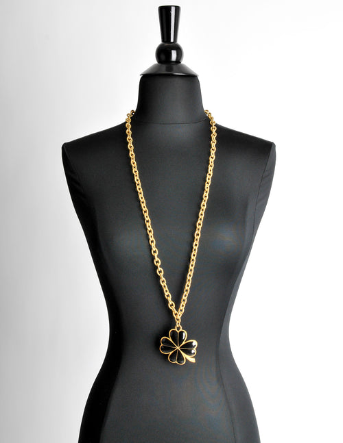 Karl Lagerfeld Vintage Black and Gold Shamrock Necklace – Amarcord