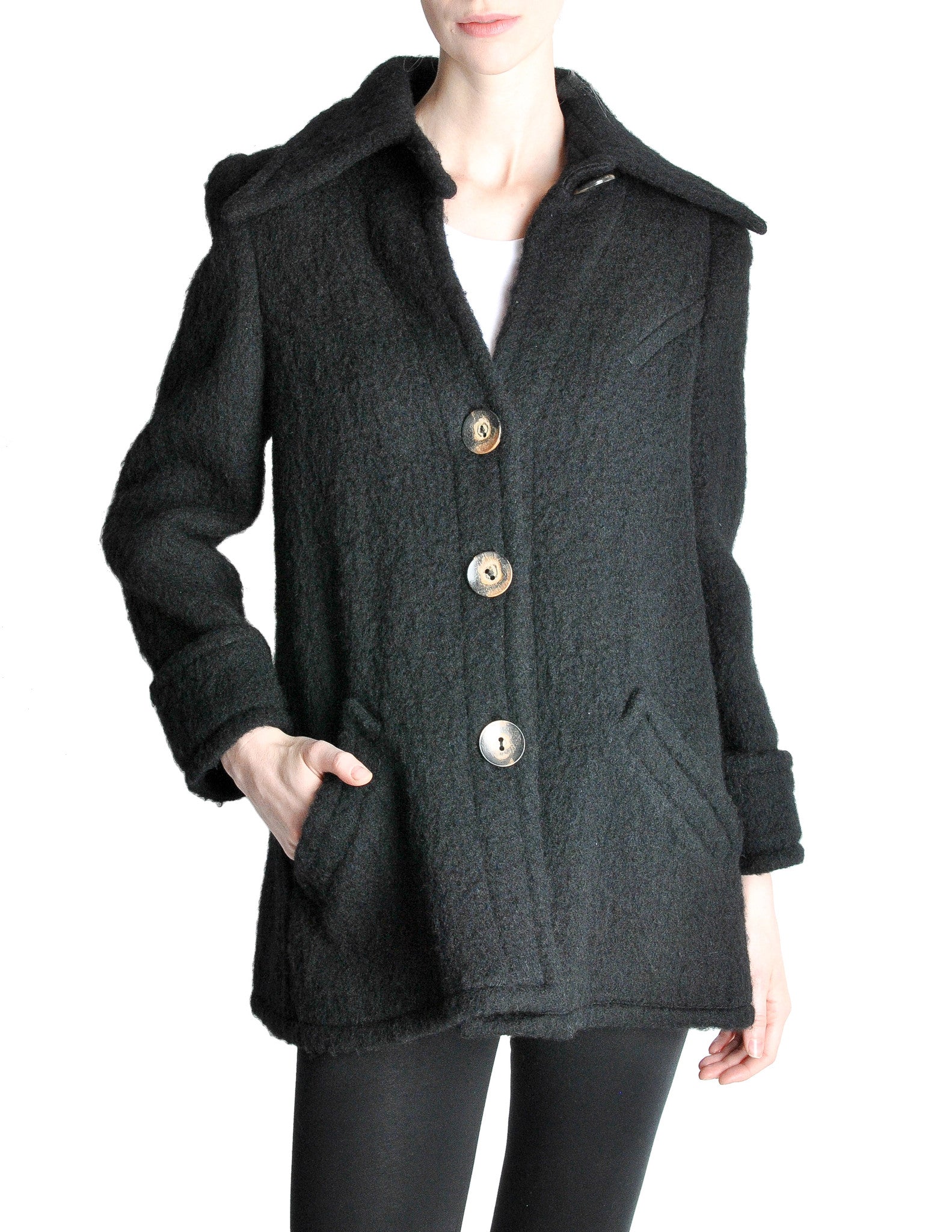 Krizia Vintage Black Fuzzy Wool Coat – Amarcord Vintage Fashion