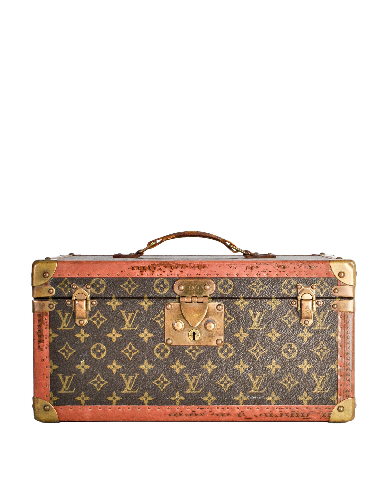 Louis Vuitton Monogram Train Case Vanity Small Trunk Boite Bouteilles  Vintage