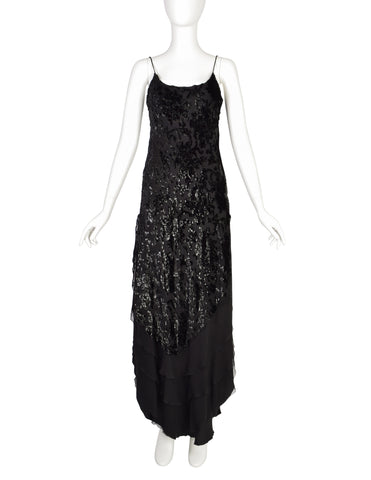 Chanel Vintage 1990s Stunning Black Silk Chiffon and Lace Cocktail Dre –  Amarcord Vintage Fashion