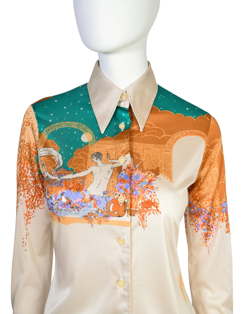 Nik Vintage 1970s Multicolor Art Nouveau Feast Floral Button – Amarcord Fashion