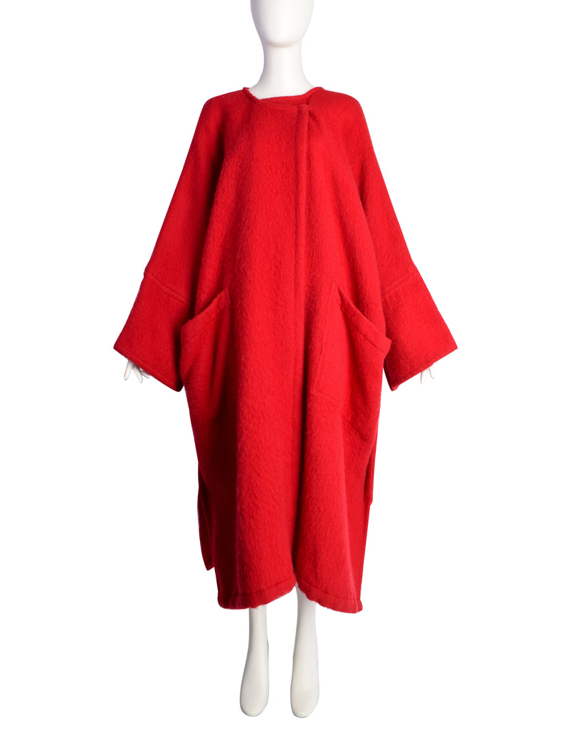 Patrick Kelly Vintage 1980s Red Wool Mohair Dramatic Oversized