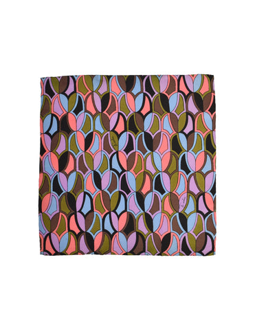 Emilio Pucci 100% Silk Scarf Abstract Art Pattern Orange, Yellow 87 x 89cm