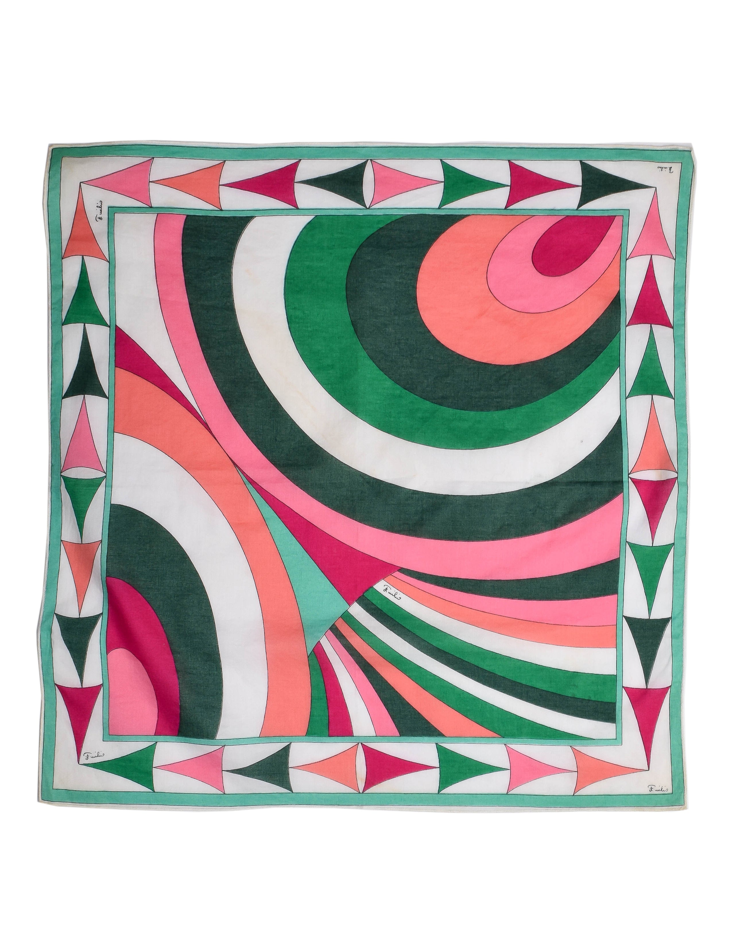 Pucci Vintage Green Multicolor Geometric Print Cotton Scarf - from ...