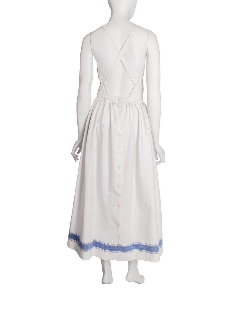 Ralph Lauren Vintage White Cotton Blue Stripe Countryside Apron Dress –  Amarcord Vintage Fashion