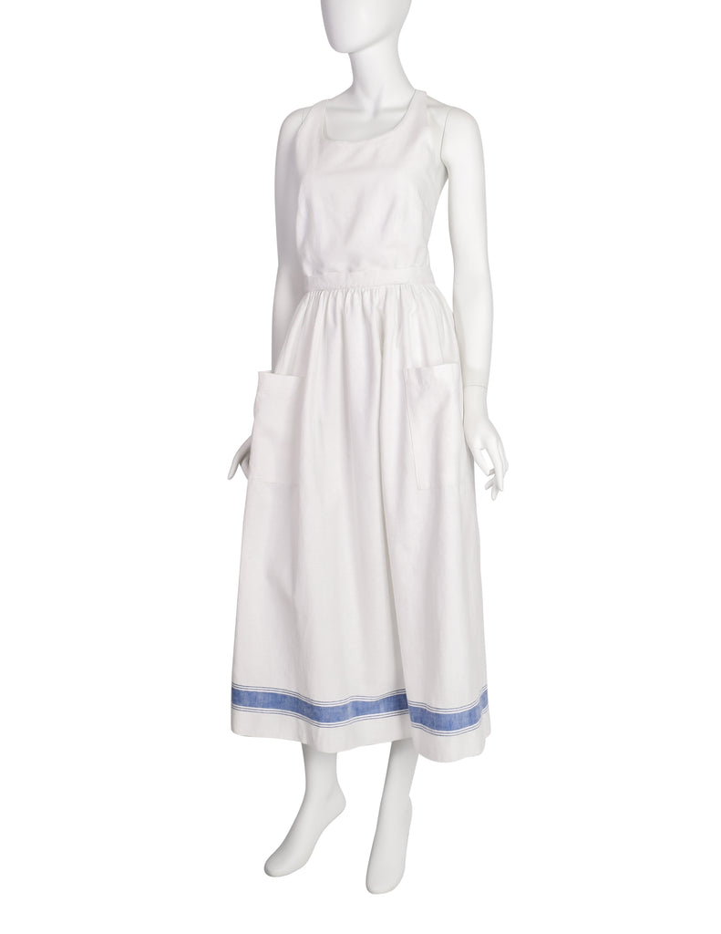 Ralph Lauren Vintage White Cotton Blue Stripe Countryside Apron Dress –  Amarcord Vintage Fashion