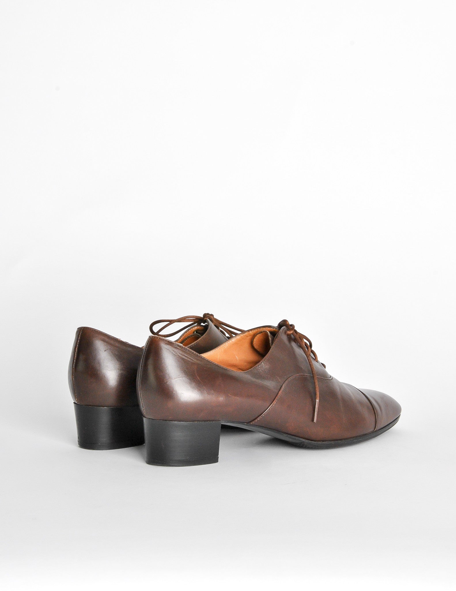 Robert Clergerie Vintage Brown Leather Heeled Oxford Shoes - from ...