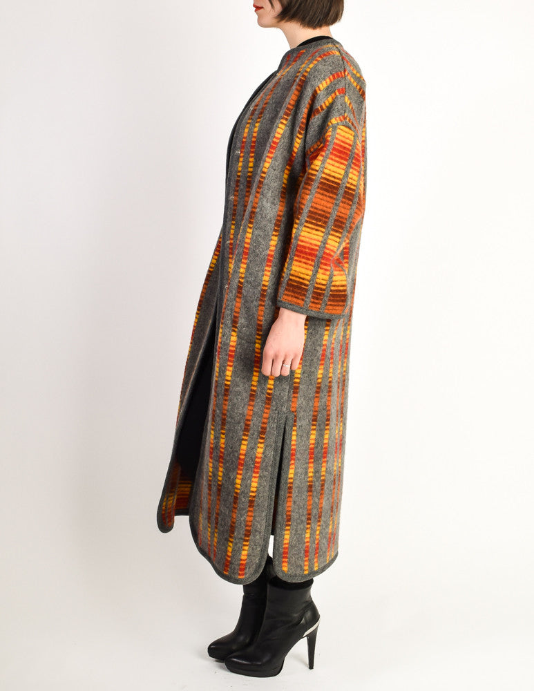 Stephen Burrows Vintage Felted Wool Grey Op Art Blanket Coat – Amarcord ...