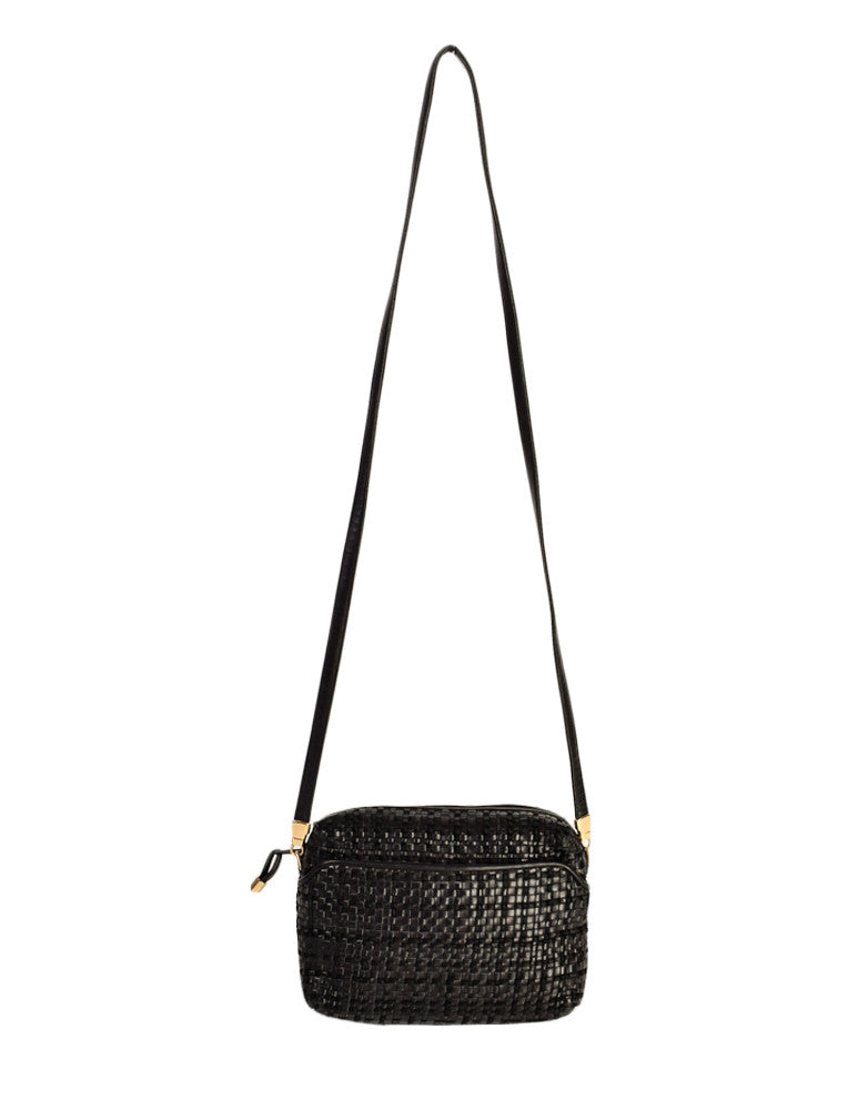 Valentino Vintage Black Woven Leather Crossbody Bag - from Amarcord ...