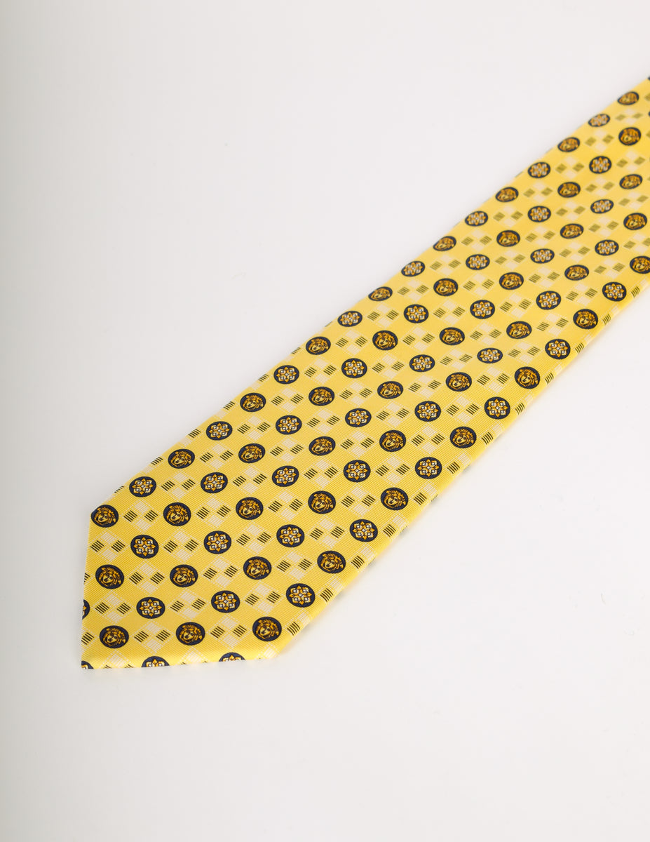 Versace Vintage Yellow and Black Medusa Silk Neck Tie – Amarcord ...