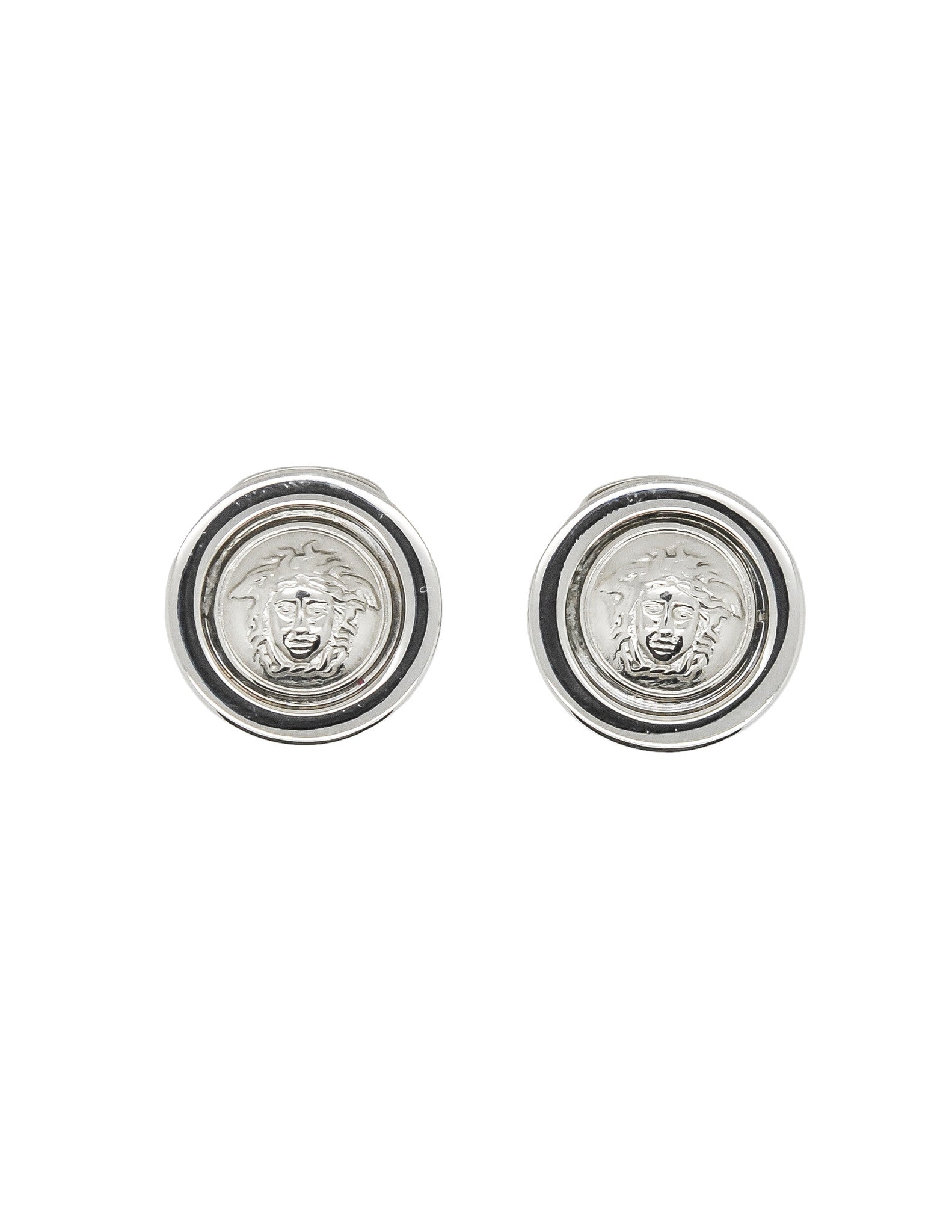 silver versace earrings