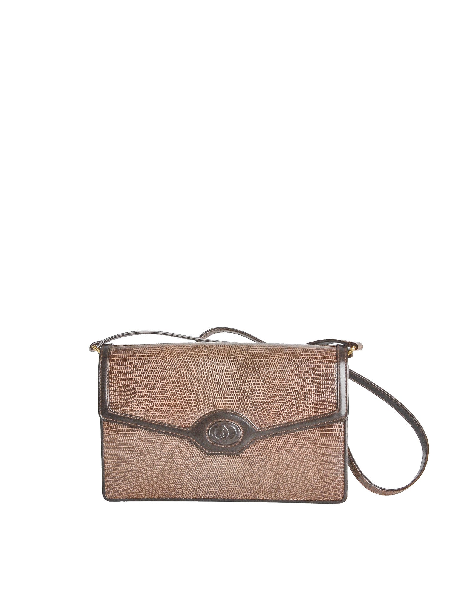 Gucci Vintage Brown Lizard Skin Clutch Bag - from Amarcord Vintage Fashion