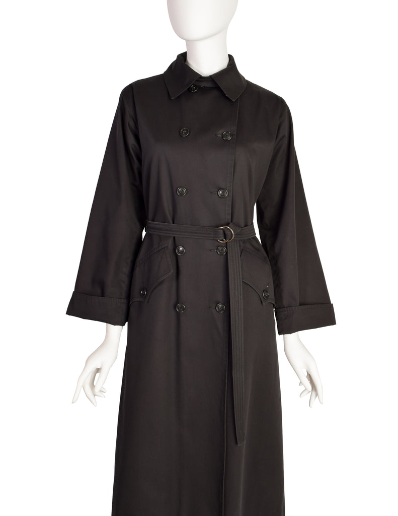 Yves Saint Laurent Vintage 1970s Black Classic Double Breasted Trench ...