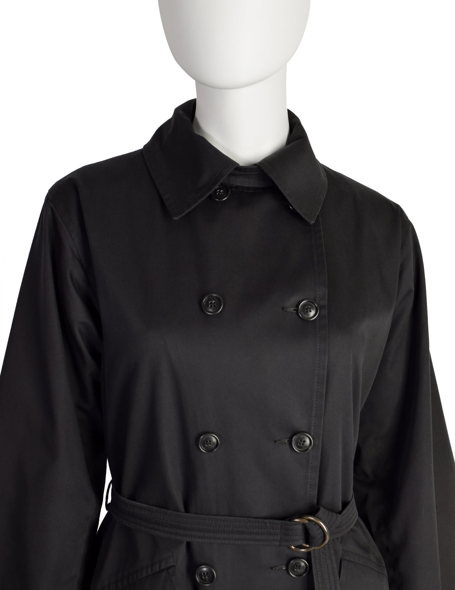 Yves Saint Laurent Vintage 1970s Black Classic Double Breasted Trench ...