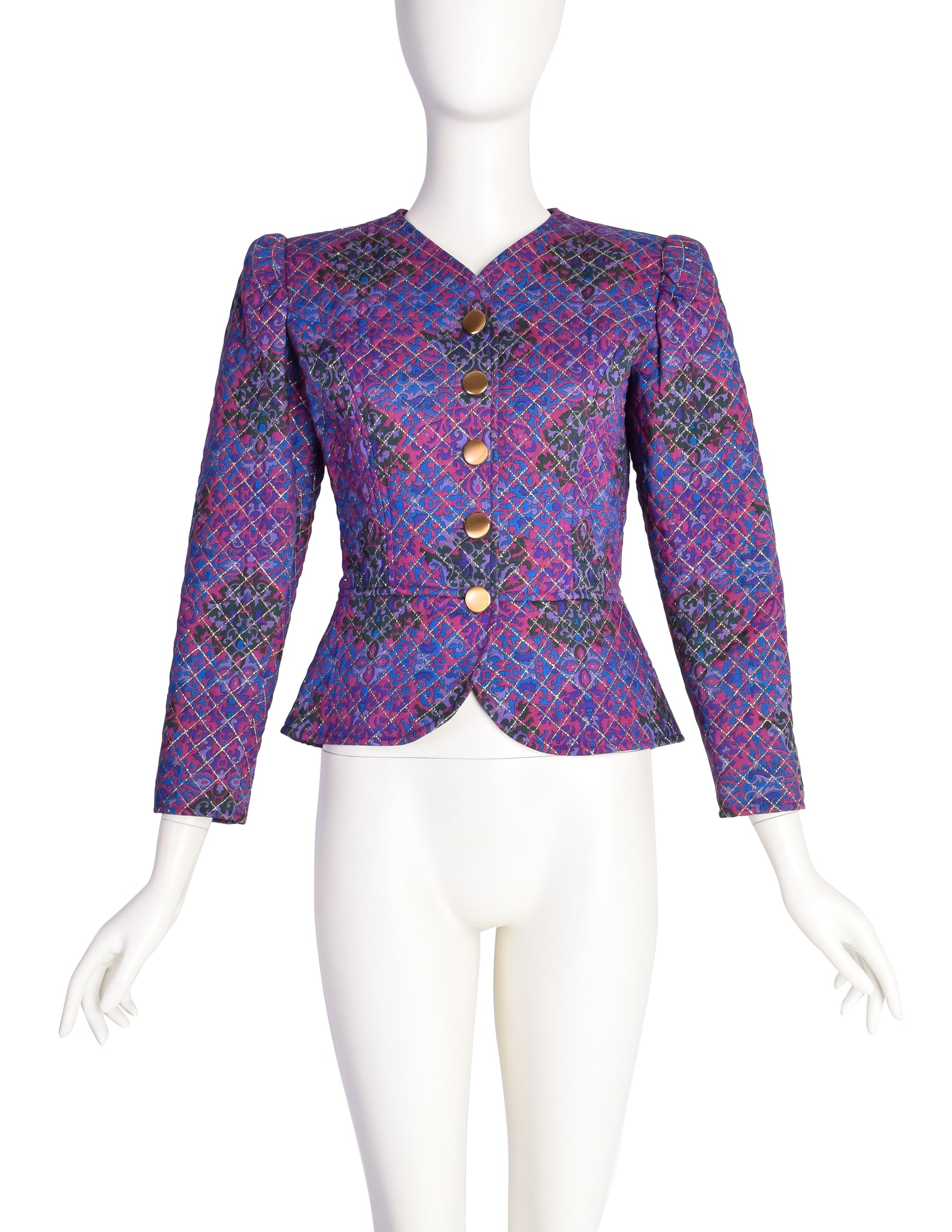 Yves Saint Laurent Vintage AW 1983 Purple Damask Paisley Gold