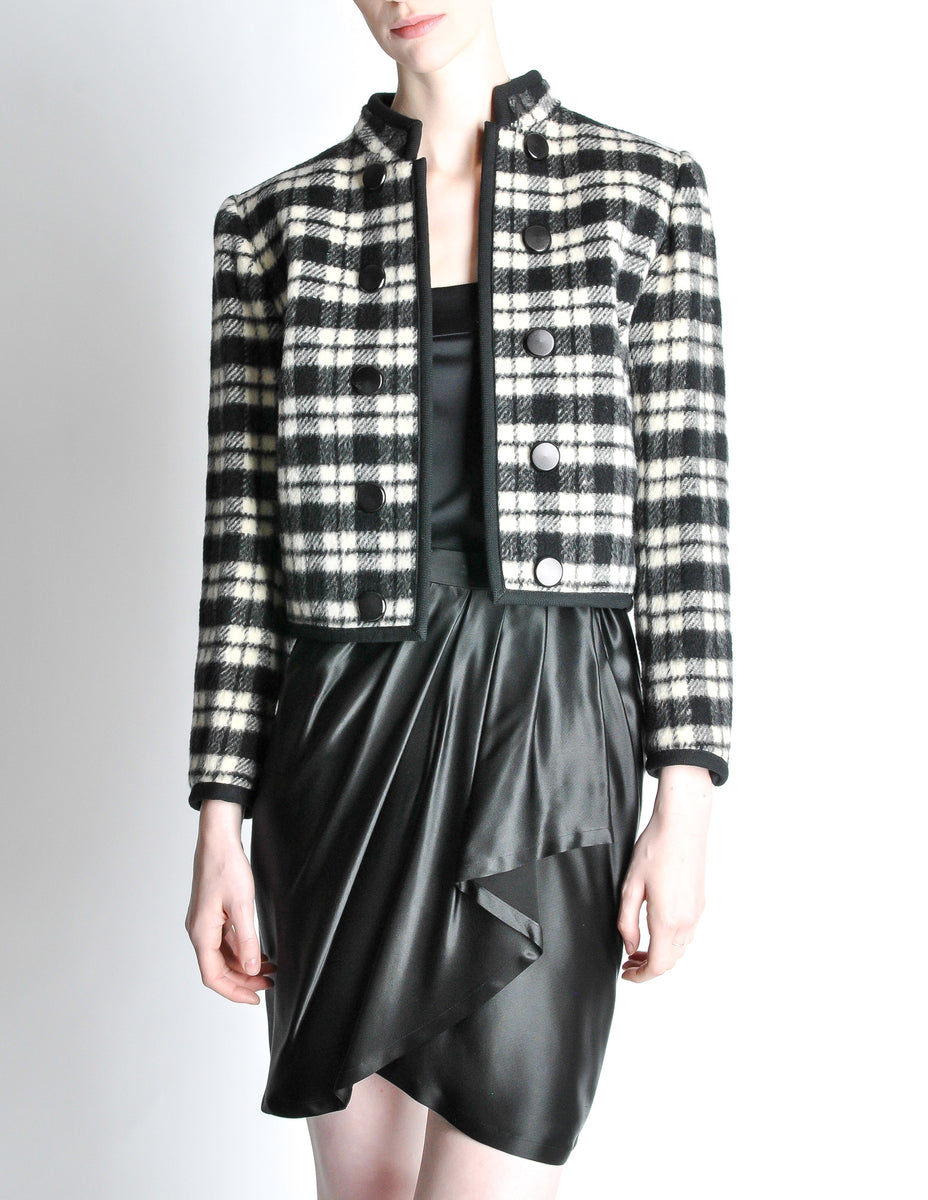 Saint Laurent Rive Gauche Vintage Plaid Wool Bolero Cropped Jacket ...