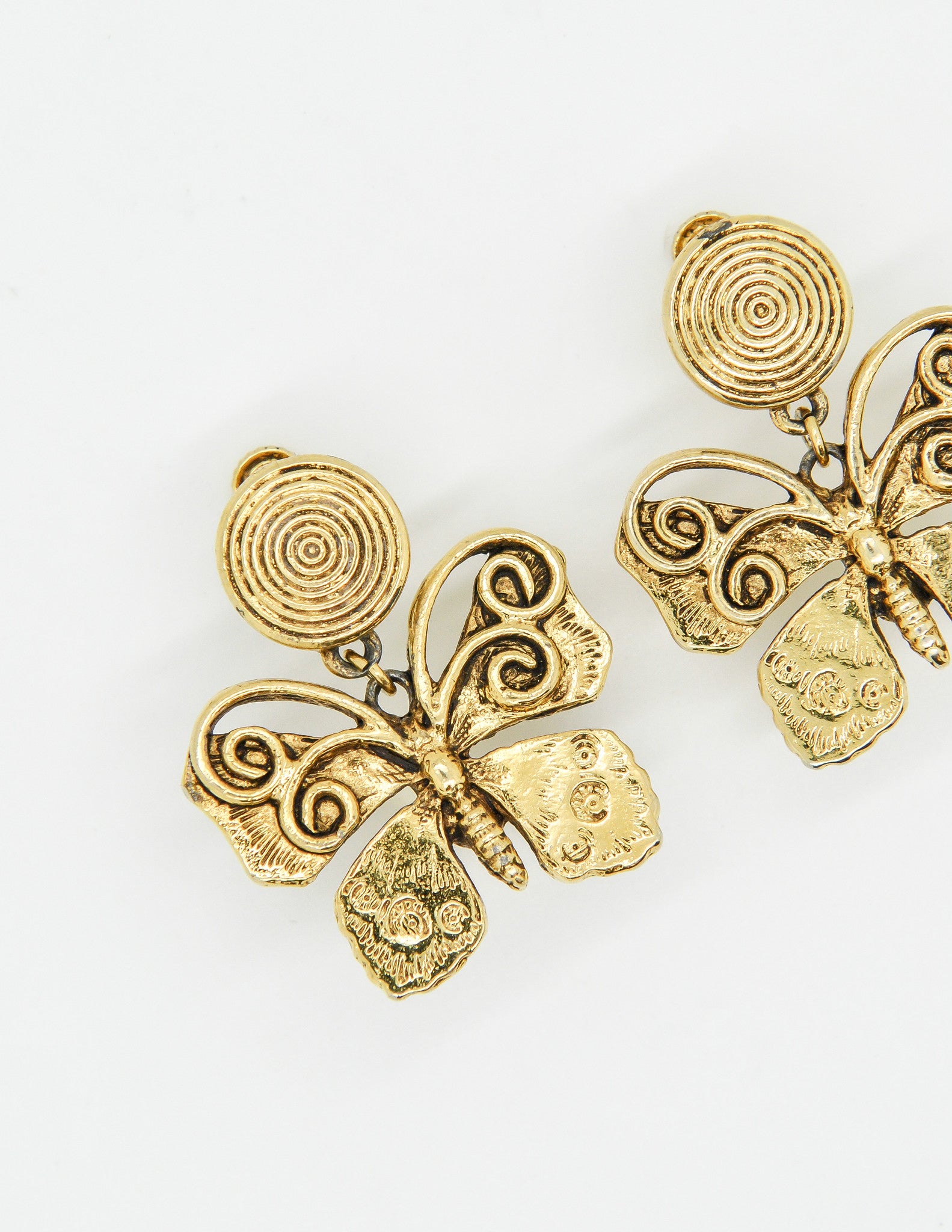 YSL Vintage Gold Butterfly Earrings - from Amarcord Vintage Fashion