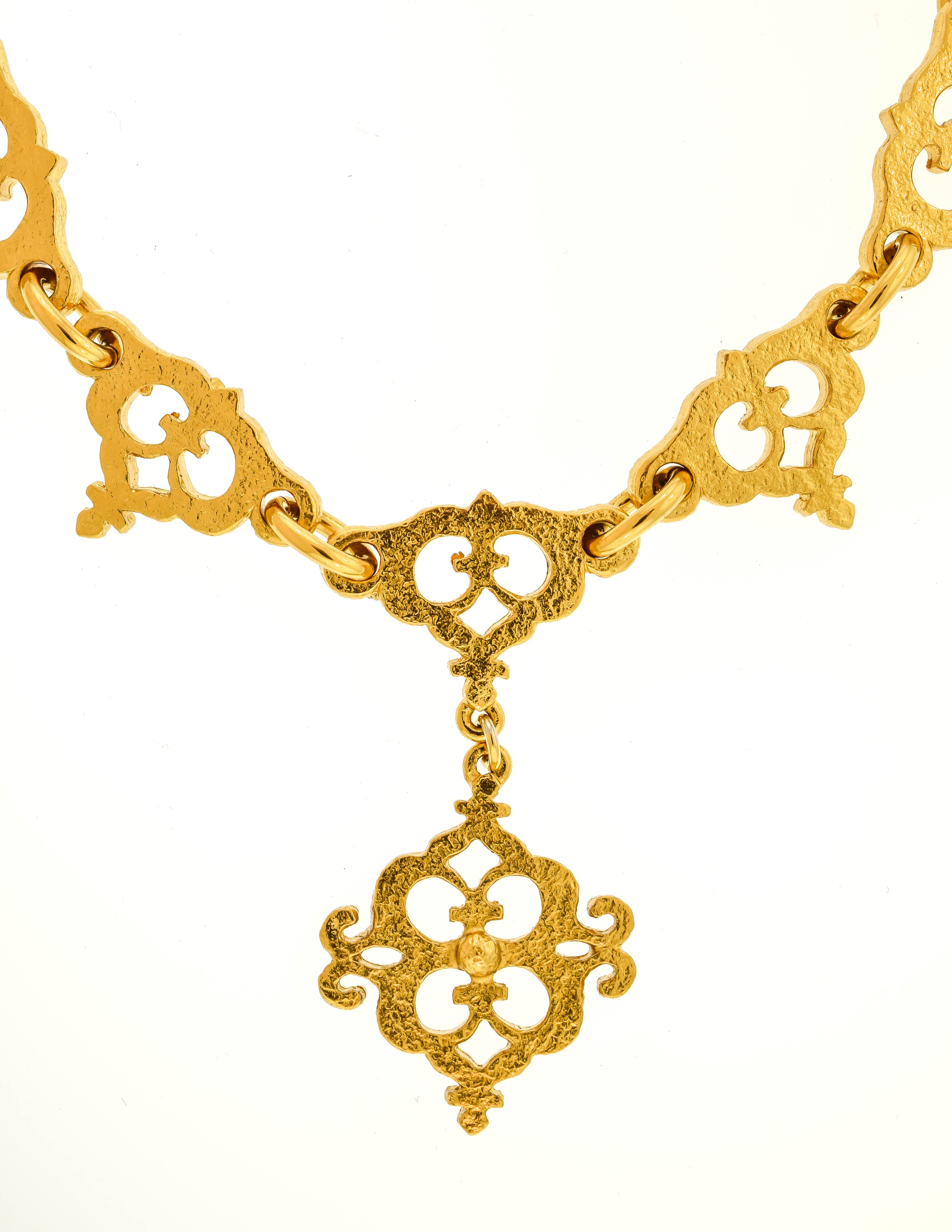 Yves Saint Laurent Vintage Gold Textured Ornate Pendant Necklace - from ...