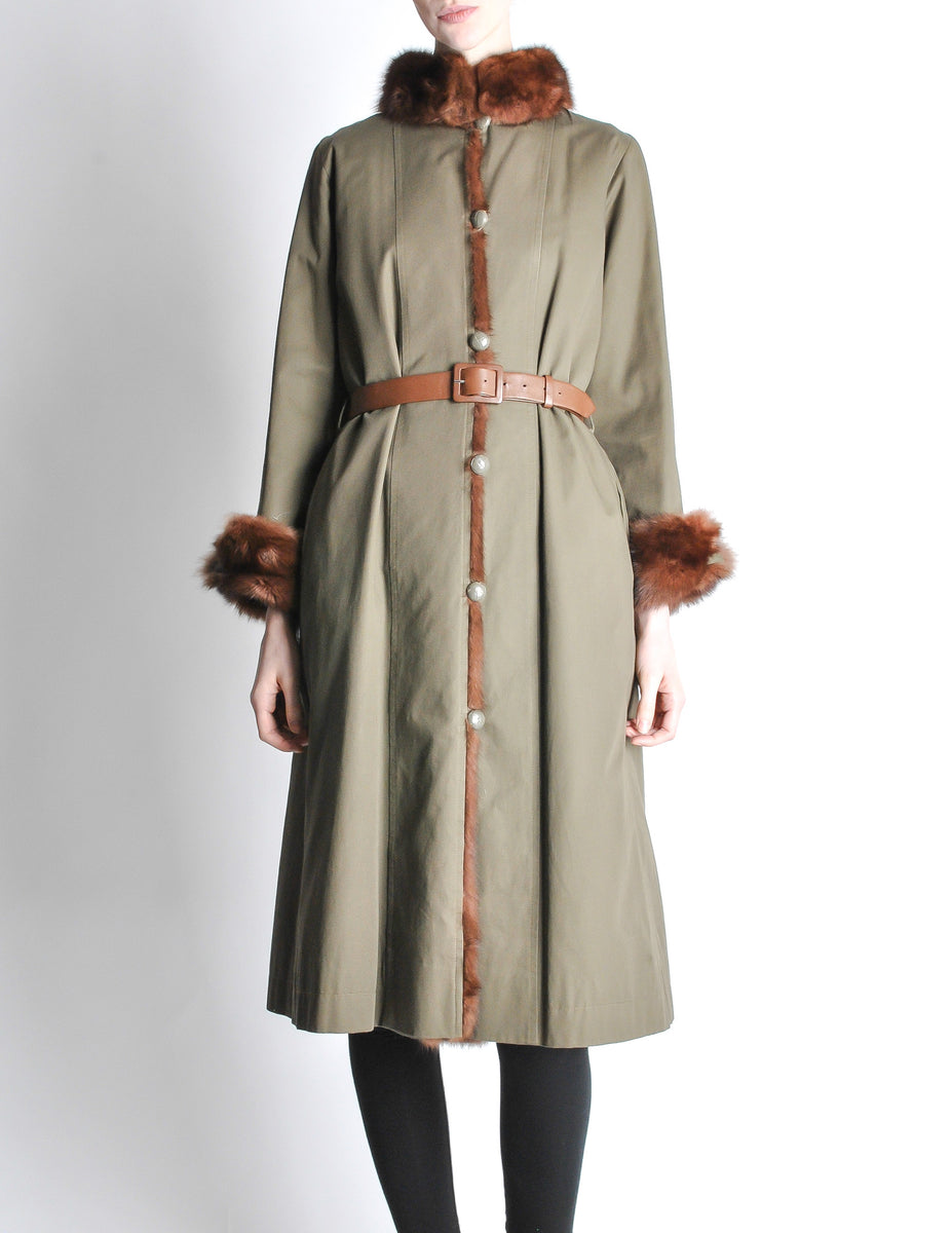 Yves Saint Laurent Vintage Green Mink and Sheared Beaver Coat ...