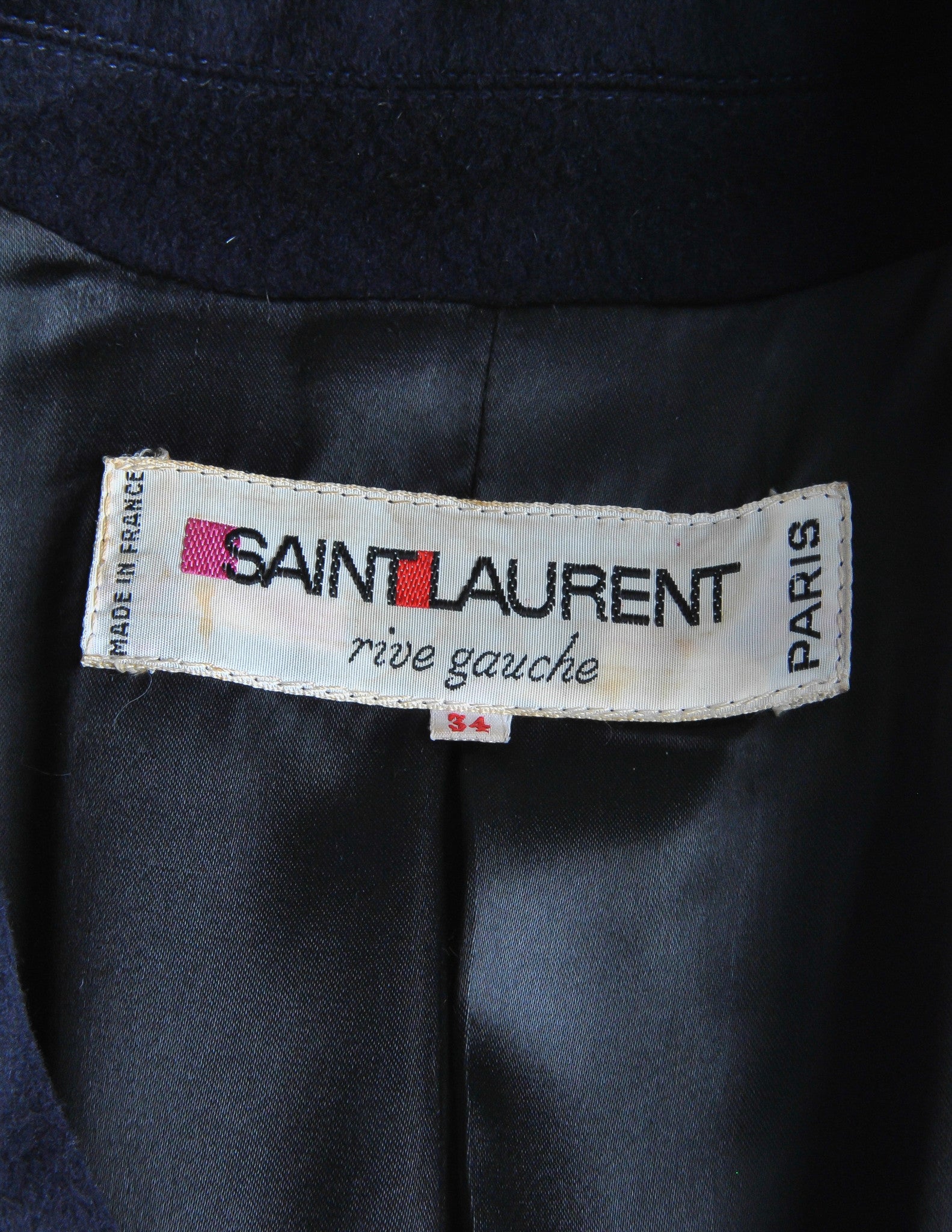 Saint Laurent Rive Gauche Vintage Navy Blue Wool Cape Trench Coat ...