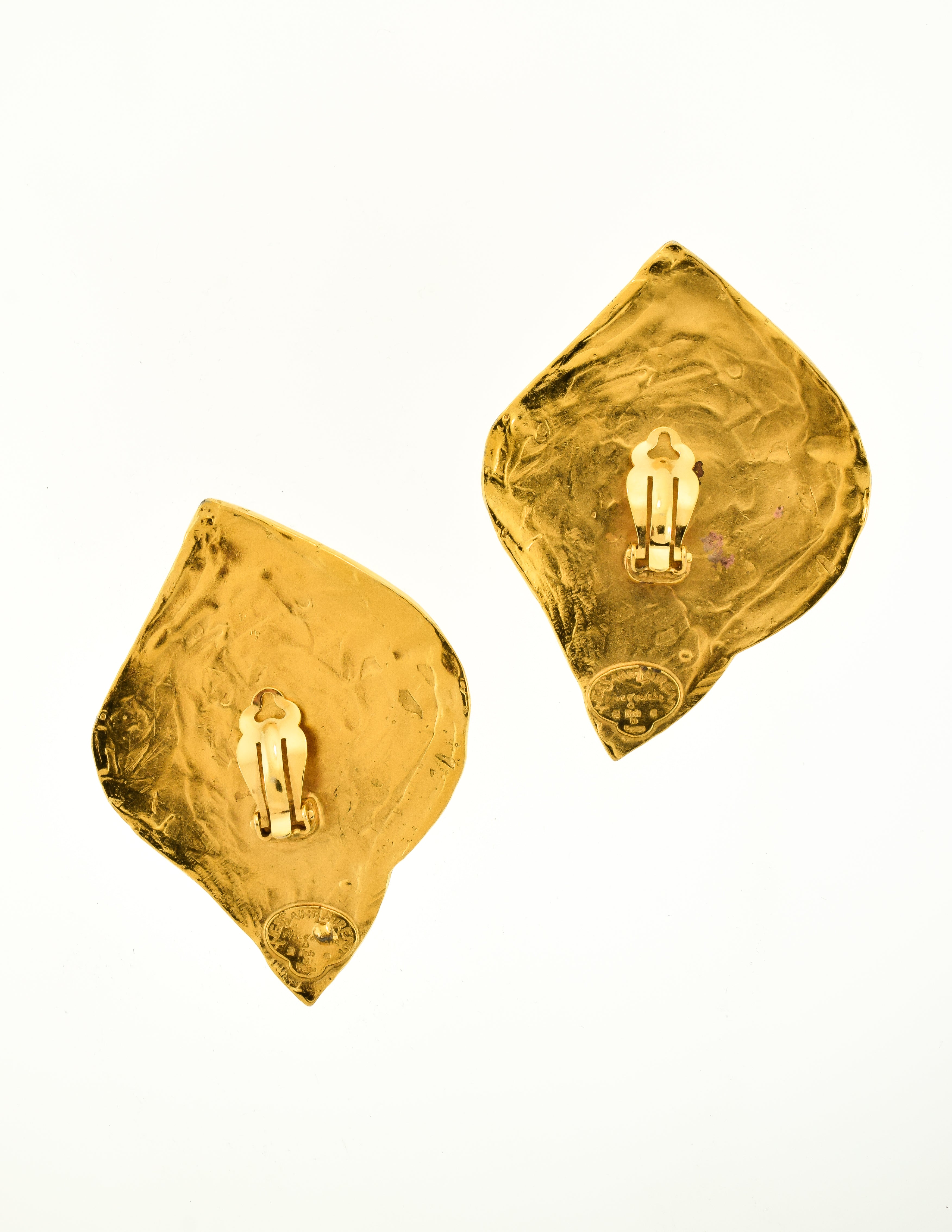 YSL Vintage Gold Swirl Ear Plate Oversized Earrings - from Amarcord ...