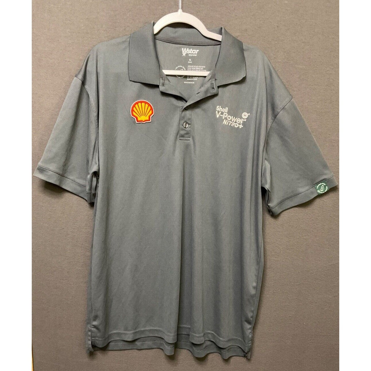 Shell V-Power Nitro Gas Station Uniform Polo XL Work Tee Gray Shirt
