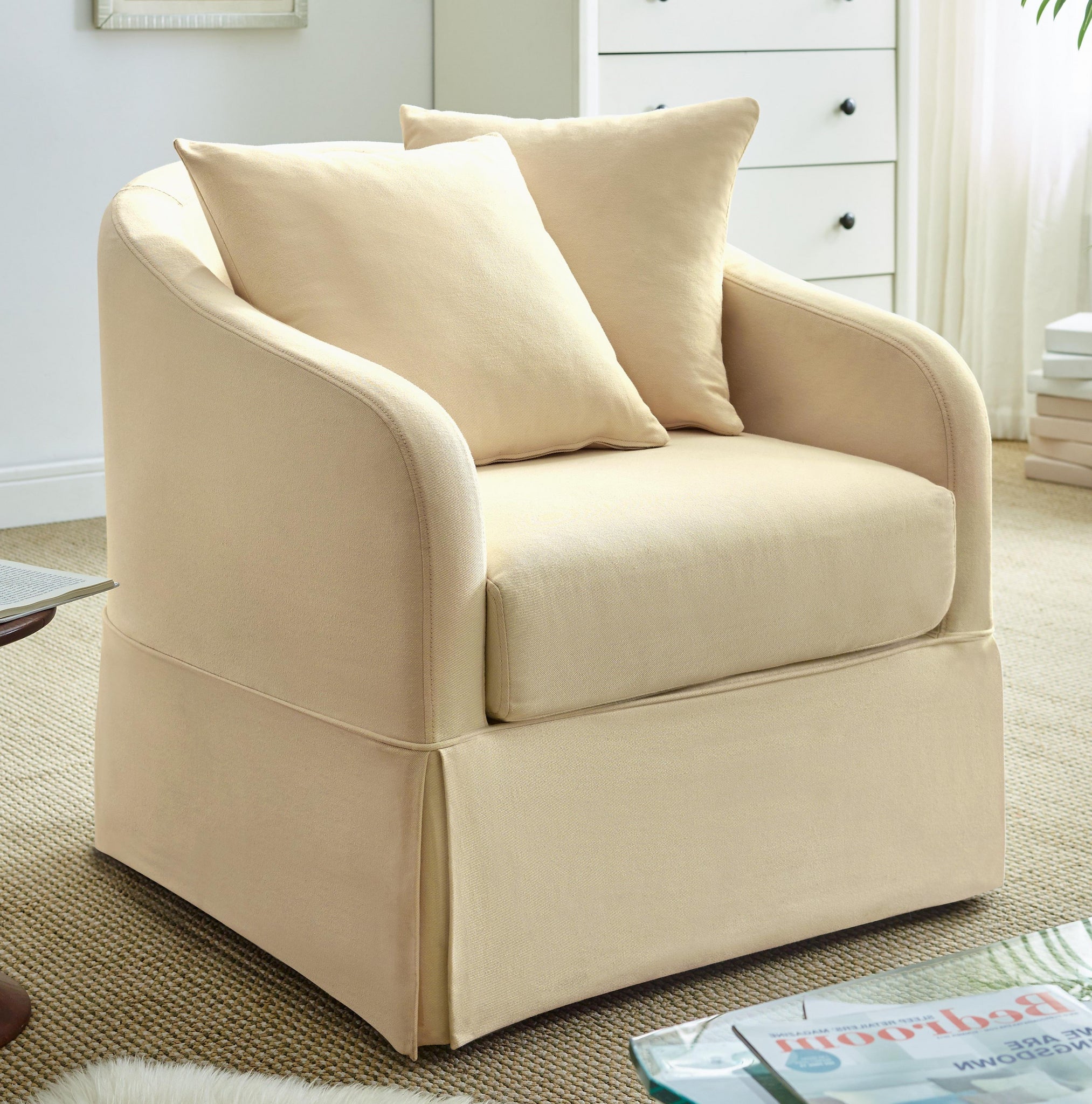 sheris slipcover swivel barrel chair – millbury home